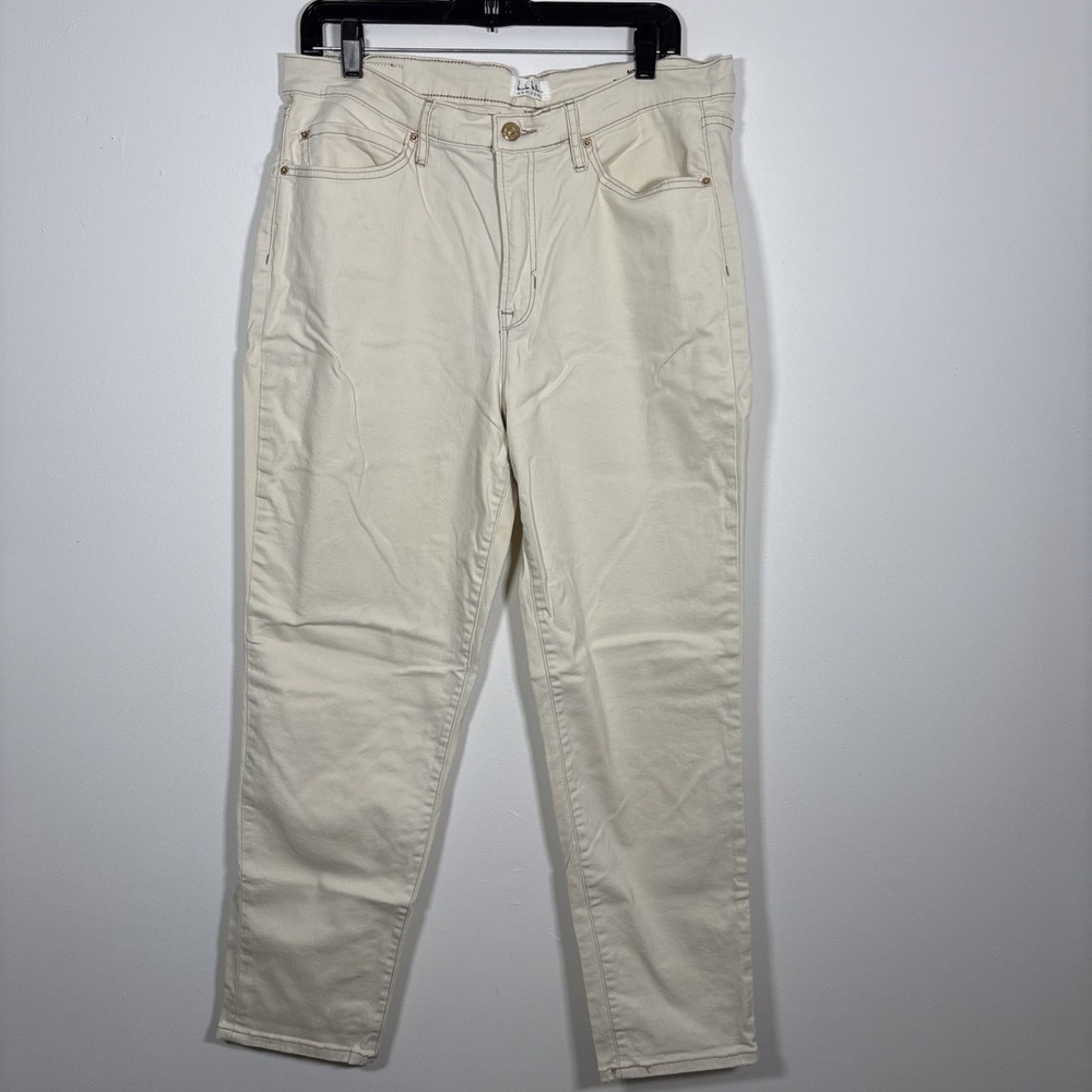 Nicole Miller Jeans Women 12 White Denim Light Wash Nomad High Rise Taper Ankle
